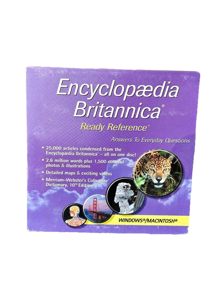 Encyclopaedia Britannica Ready Reference PC Mac CD ROM VTG 2002 Cardboard Case