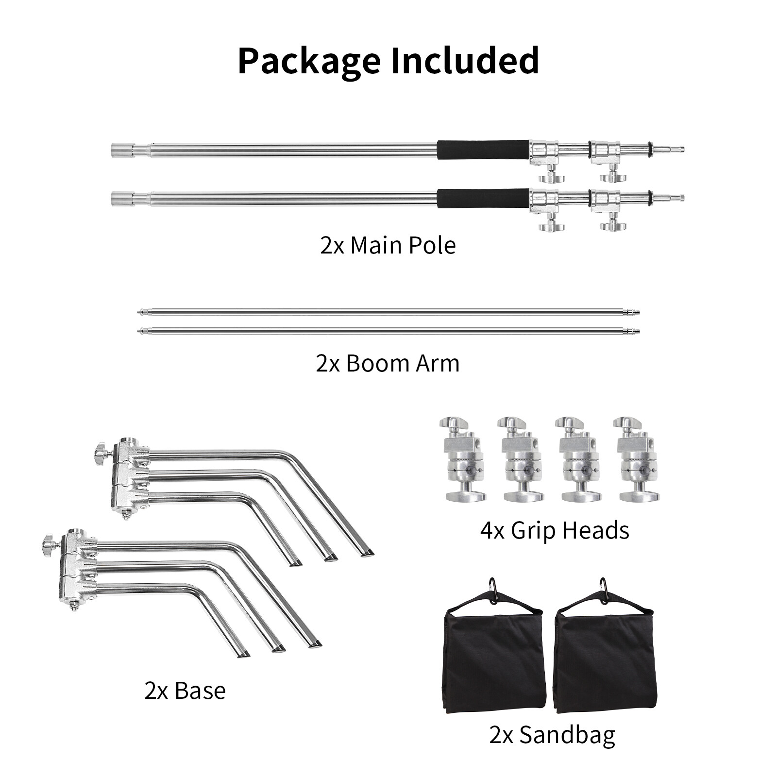 2 pack Photo Studio 10ft Heavy Duty C Stand Century Stand for Aputure Godox