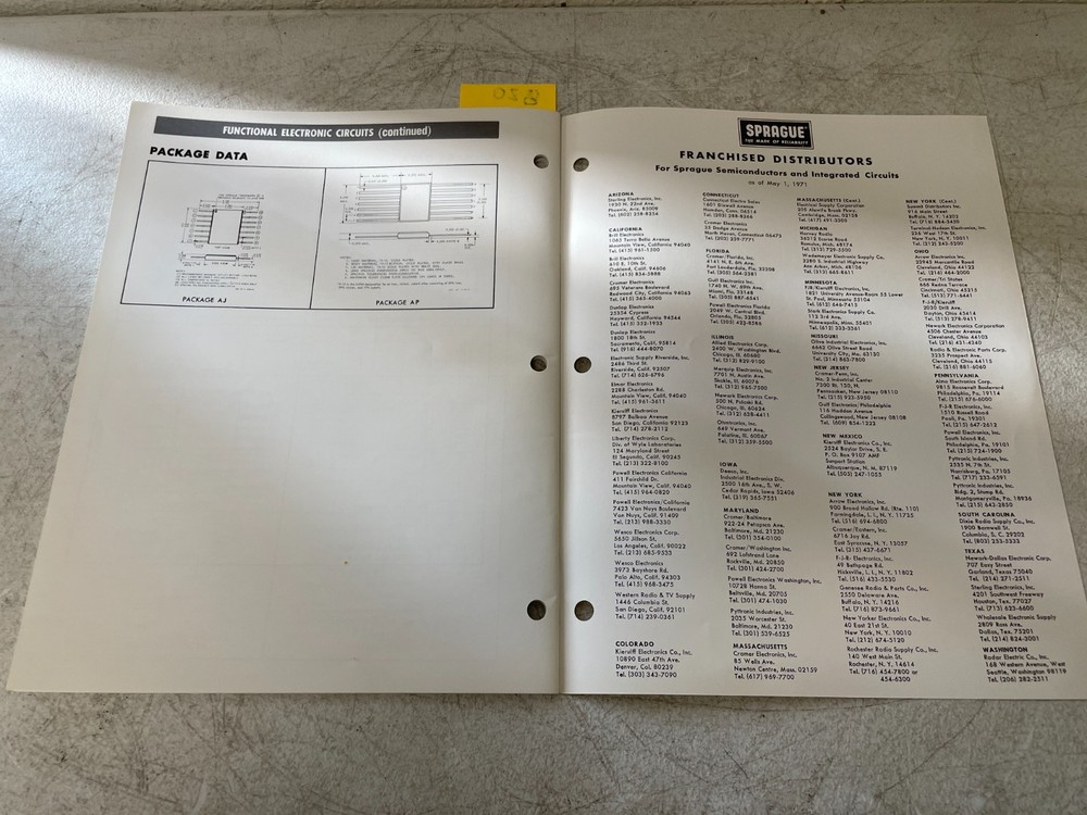 Vintage 1982 Sprague Integrated Circuits Data Book Electronics Reference