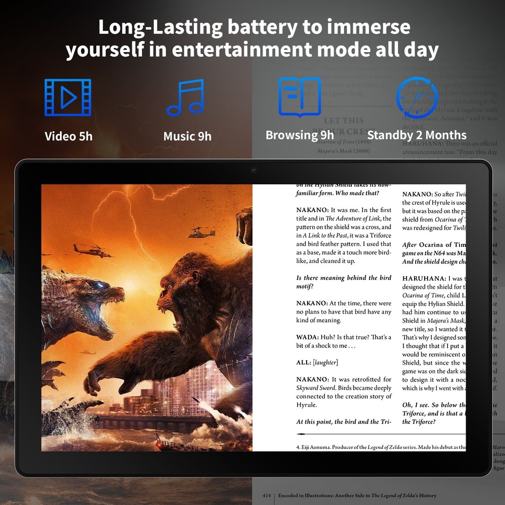 10.1 inch Android Tablet 10+64GB IPS Touchscreen Octa-core Processor Wi-Fi 6