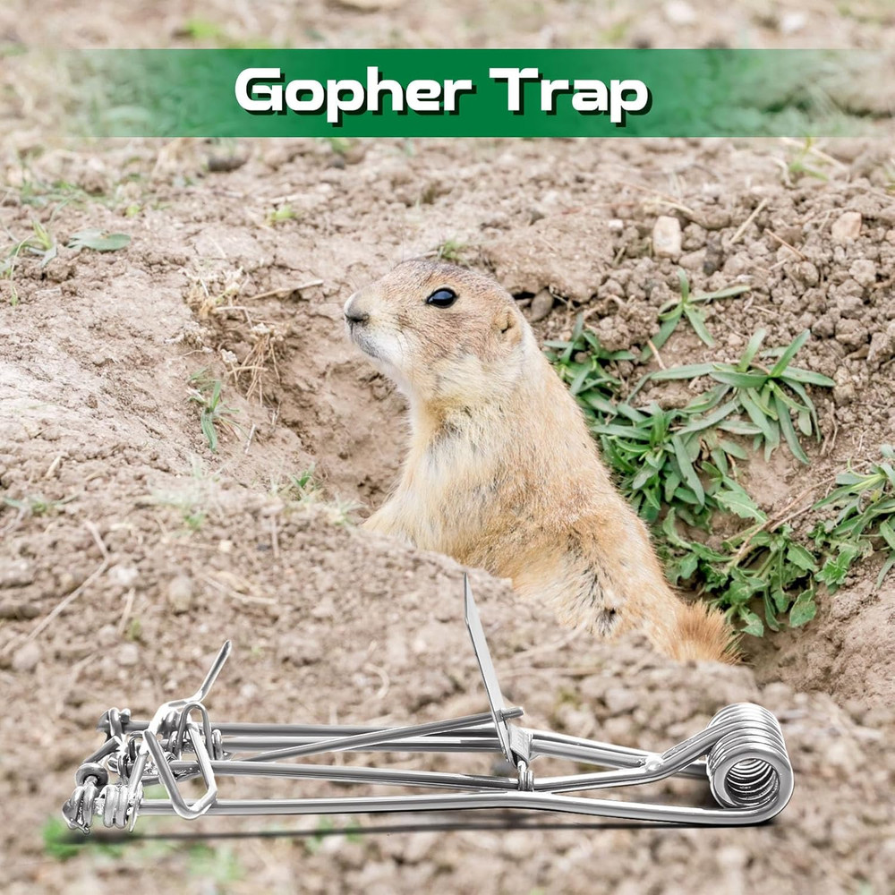 2-Pack Outdoor Gopher & Mole Trap, Weather Resistant, Easy Set – Silver