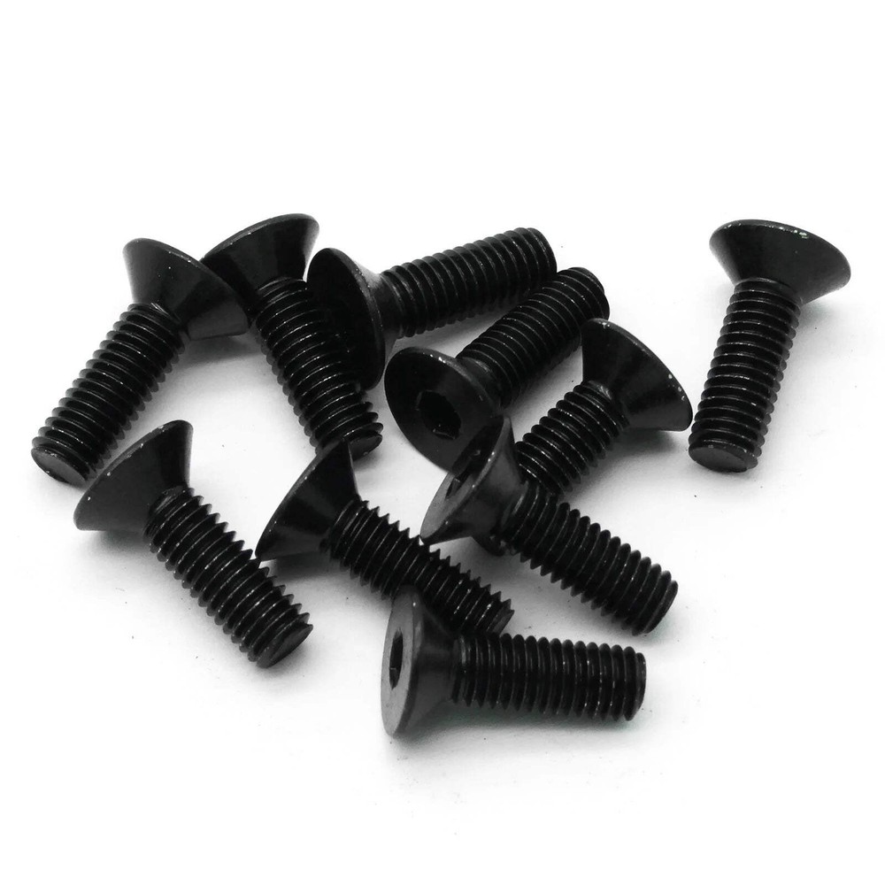10pcs M5x16mm Countersunk Hex Machine Screw Black Oxide