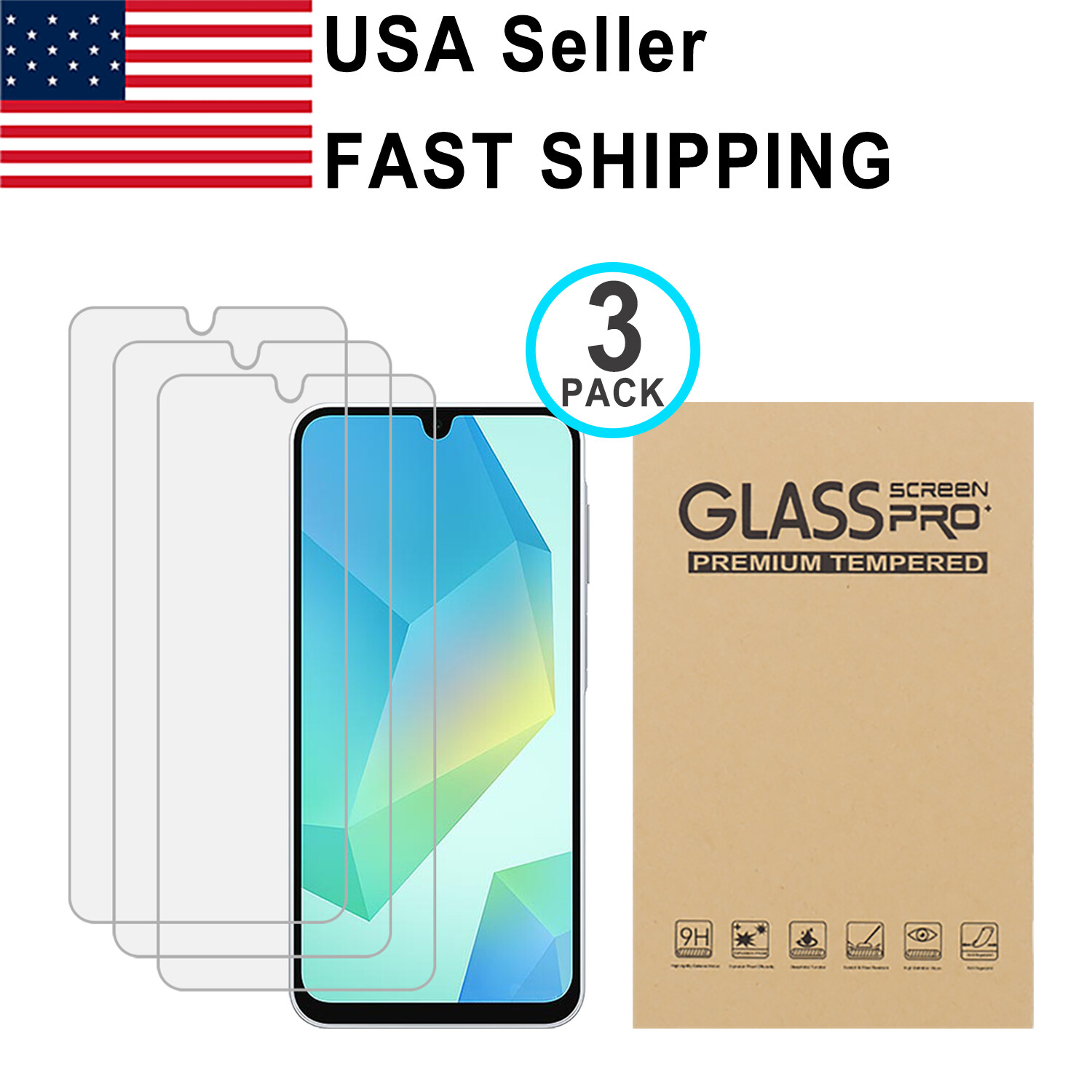 3PACK Tempered Glass Screen Protector for Samsung Galaxy A16 5G