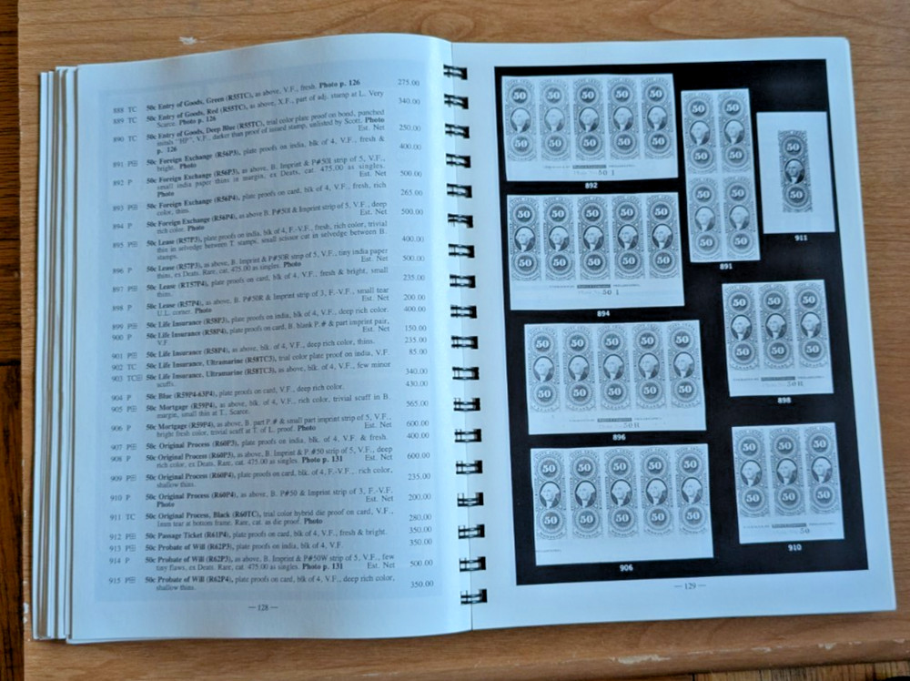 Morton Dean Joyce Collection US Revenue Stamps auction catalog 1991 Kelleher