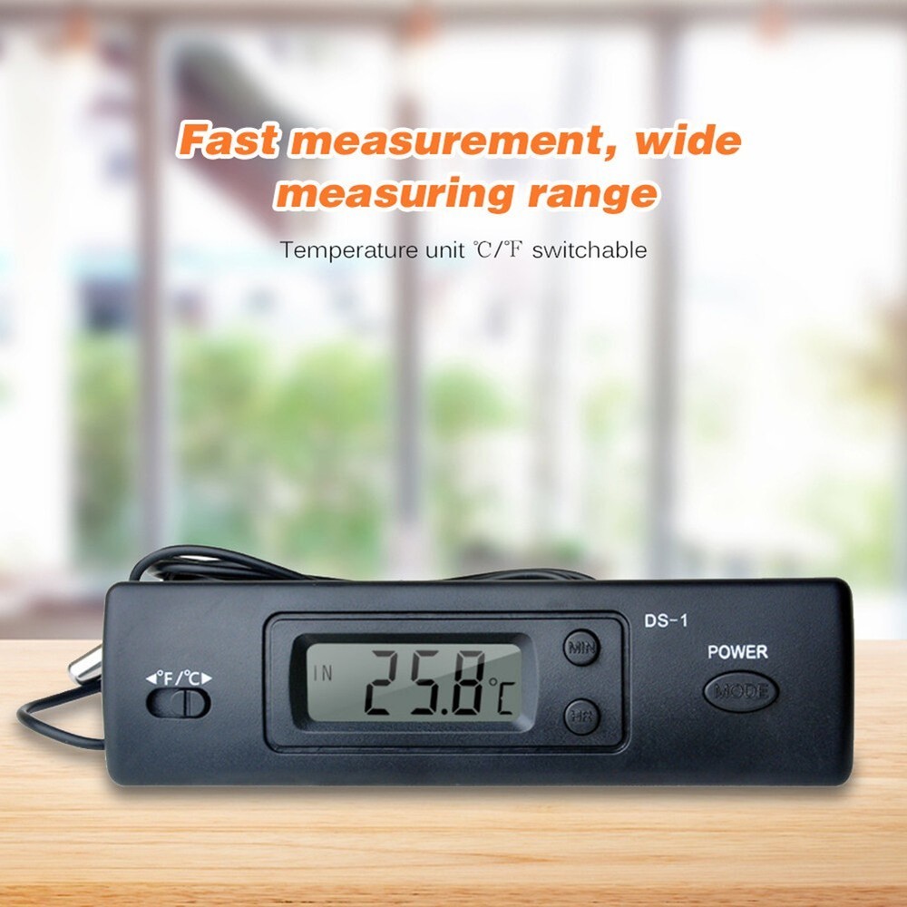 Car Thermometer LCD Screen Digital Clock Multi Function Temperature Display