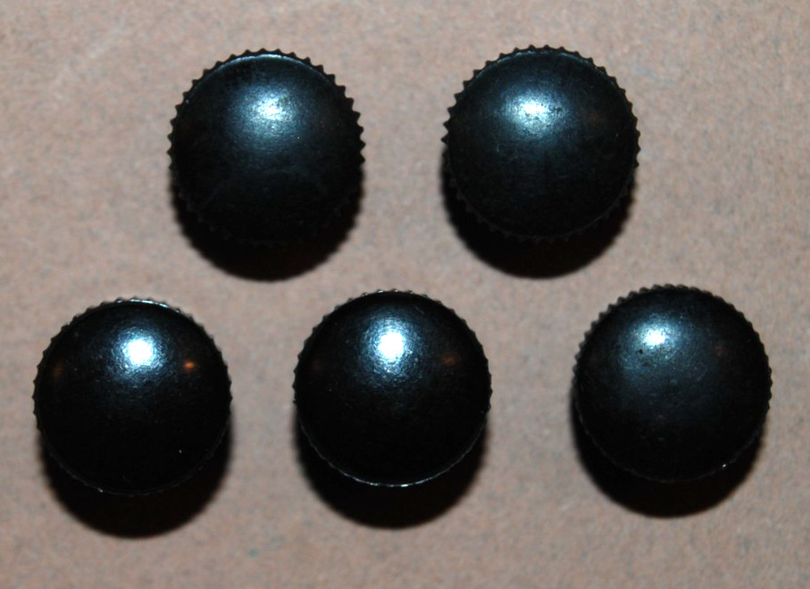5 Vintage Small Black Radio / Electronic Equipment Screw-on Plastic Knobs