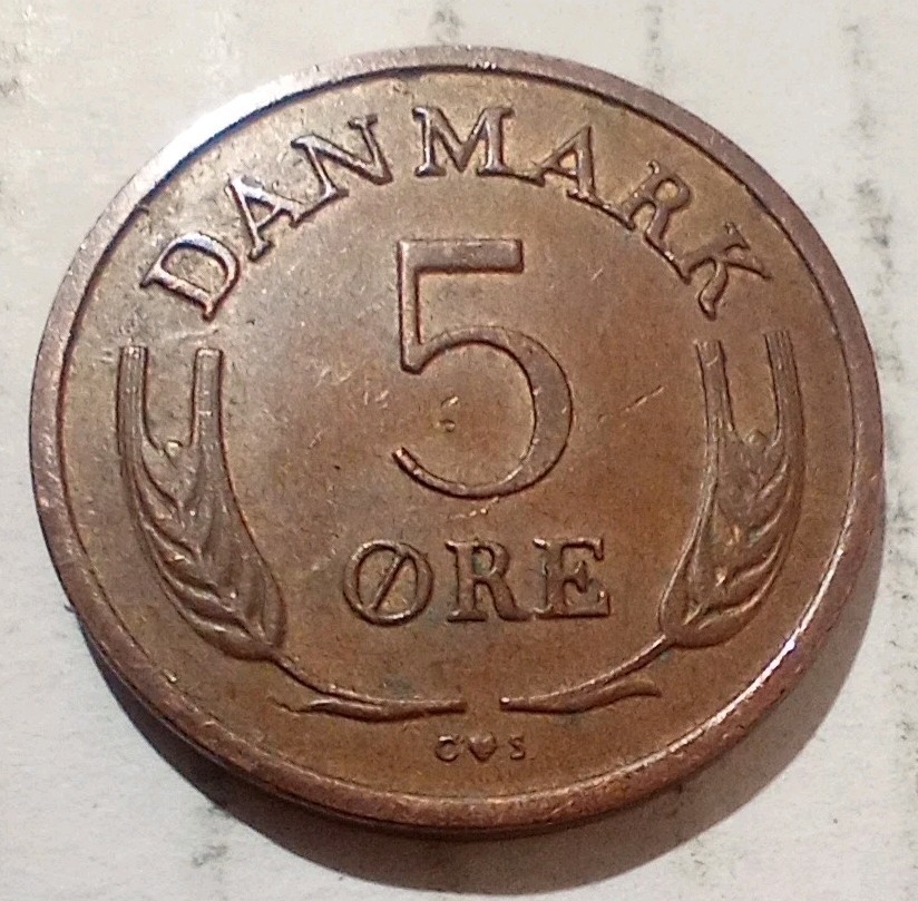 5 Ore 1966 Denmark Coin Frederick IX Crown