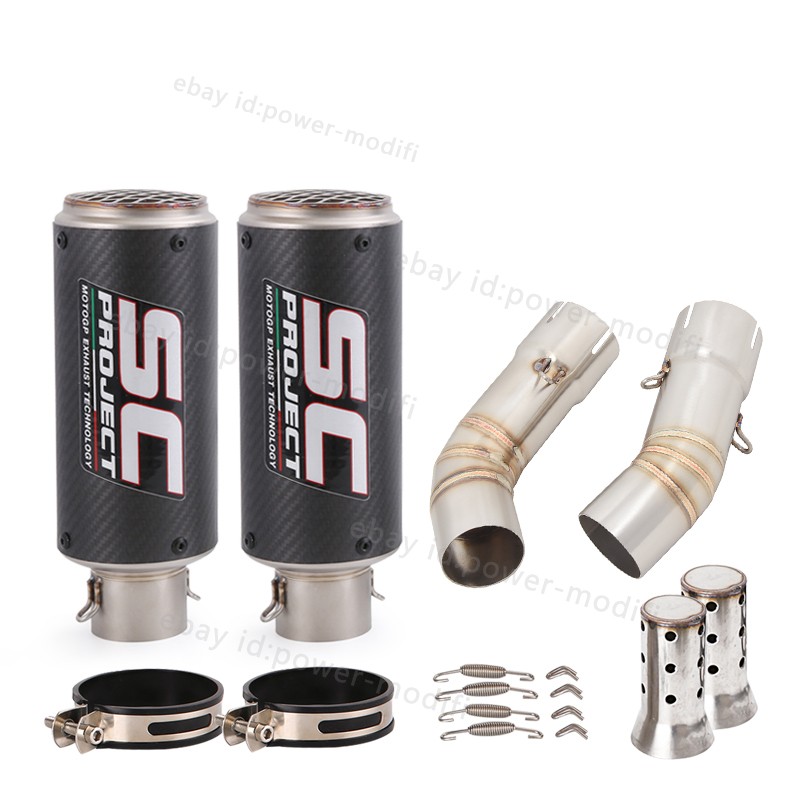 For Ducati 848 1098 1198 Exhaust Tip Mid Pipe Carbon Muffler Slip On 51MM System