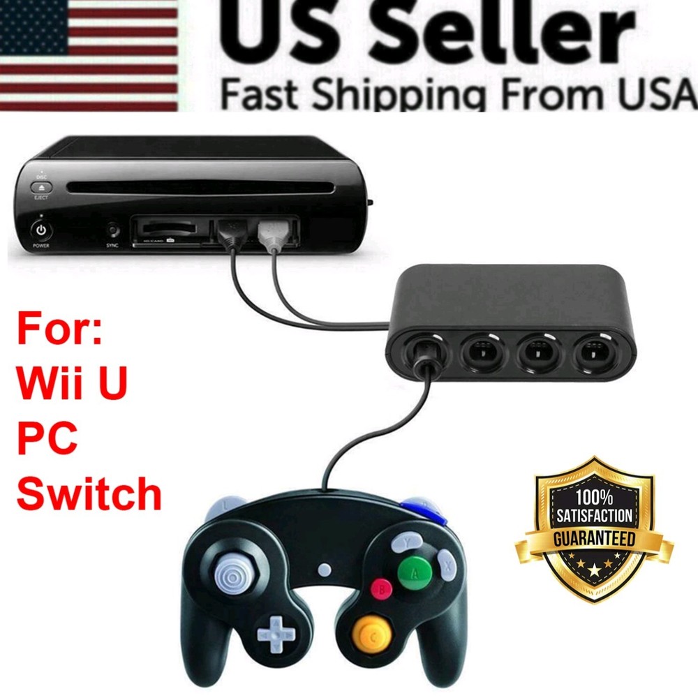 EVORETRO 4 Port Adapter for Gamecube Controller Wii U, Switch, and PC USB