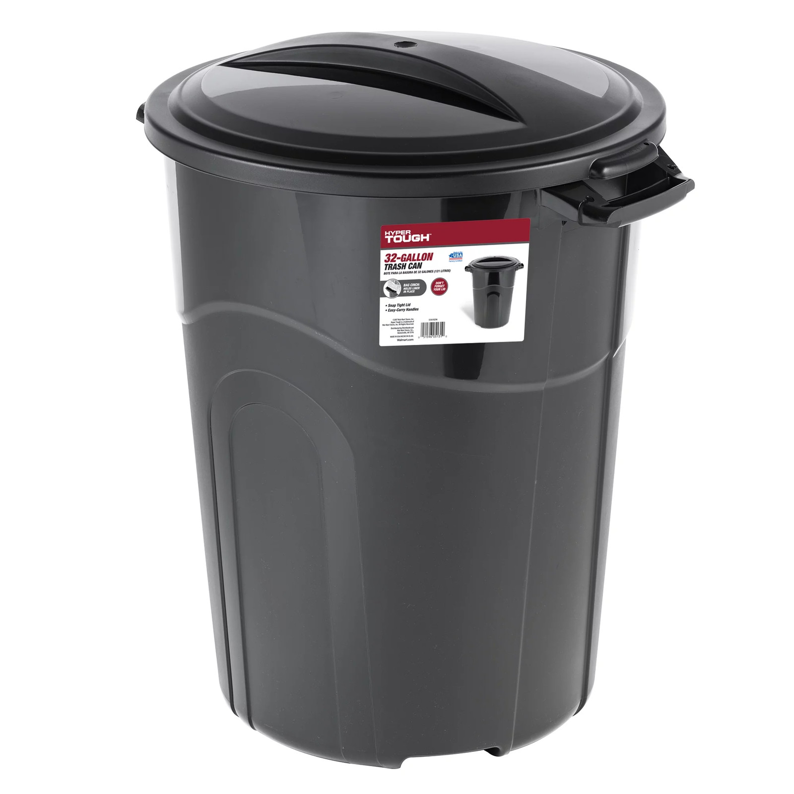 32 Gallon Heavy Duty Injection Molded Trash Can with Click Lock Lid