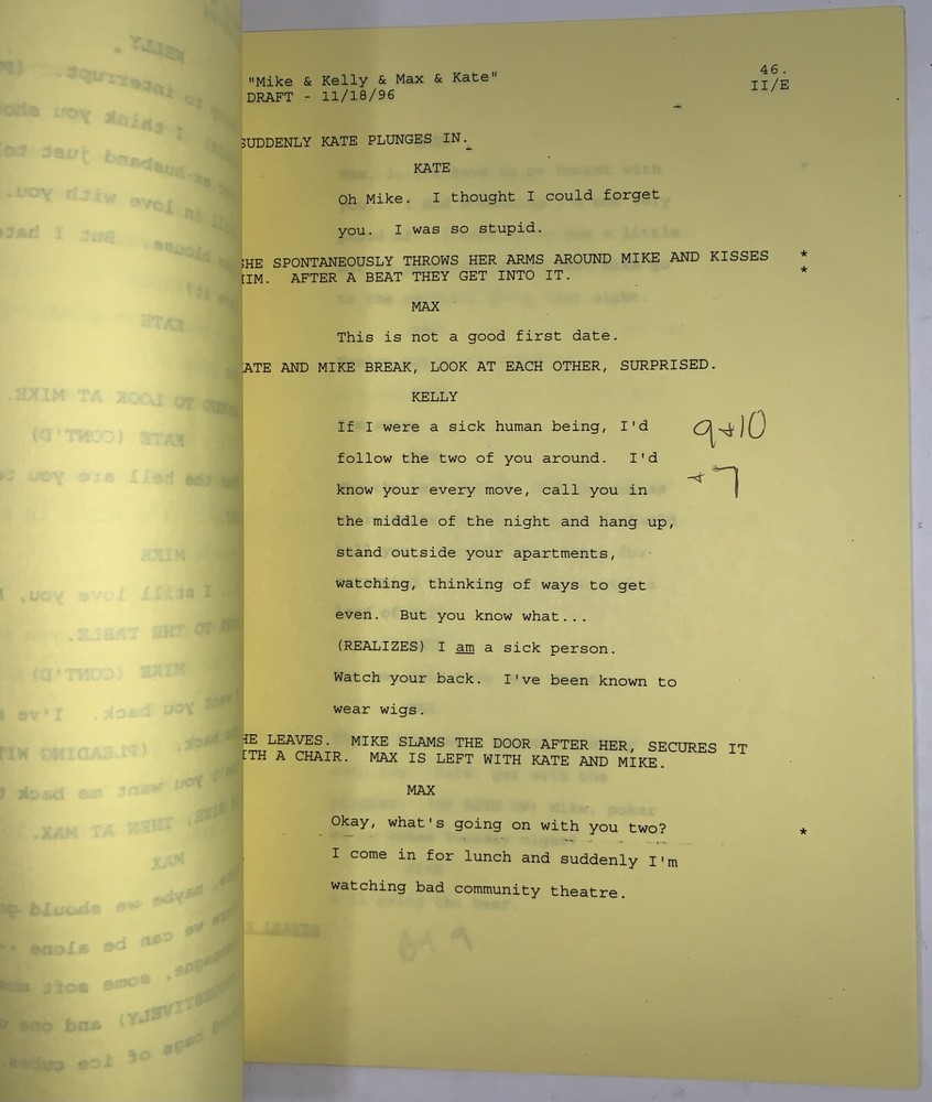 TED DANSON INK TV SCRIPT 1996 ANNOTATED “Mike & Kelly” Original