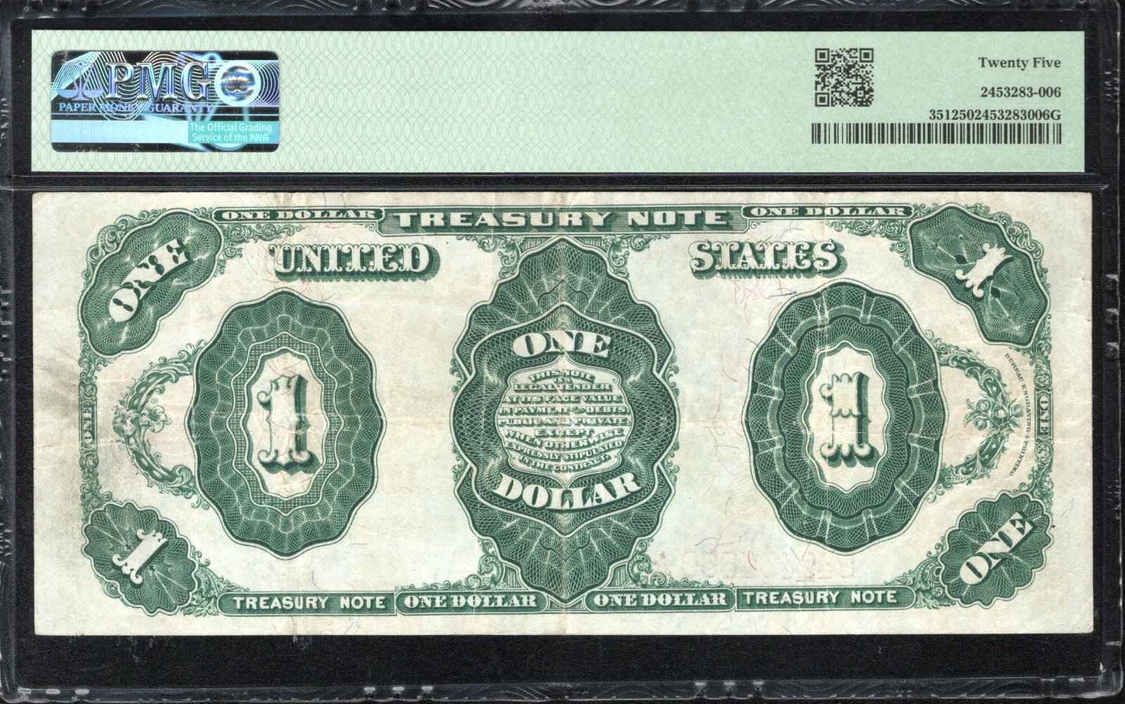1891 $1 Treasury Note "Stanton" PMG 25 Fr 351 n54550