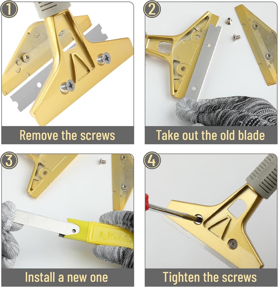 Bates- Razor Blade Scraper Tool, 4 Inch, Floor Razor Scraper Tool with 30 Extra