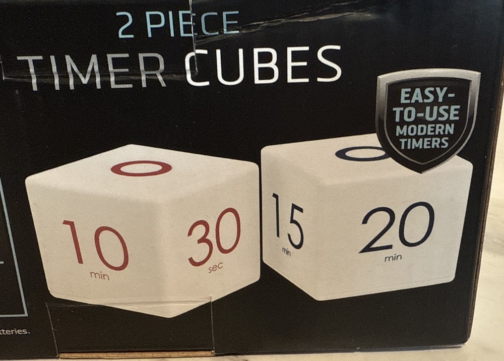 Sharper Image Digital Timer Two Piece Timer Cubes Flip to Desired Time 2 Cubes