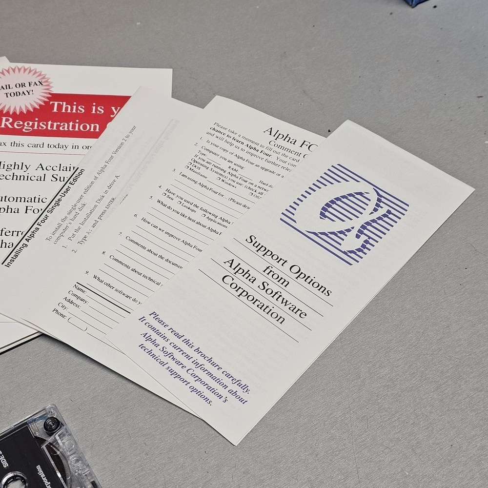 Alpha Four Version 2.1 Database Software Floppy Disk Manuals Tape Complete