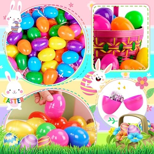 120Pcs Easter Eggs, 2.3" Fillable Bright Colors Plastic Easter Eggs 120-Pack