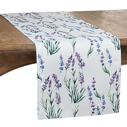 Lavender Print Table Runner, Lavender, 16"x72"