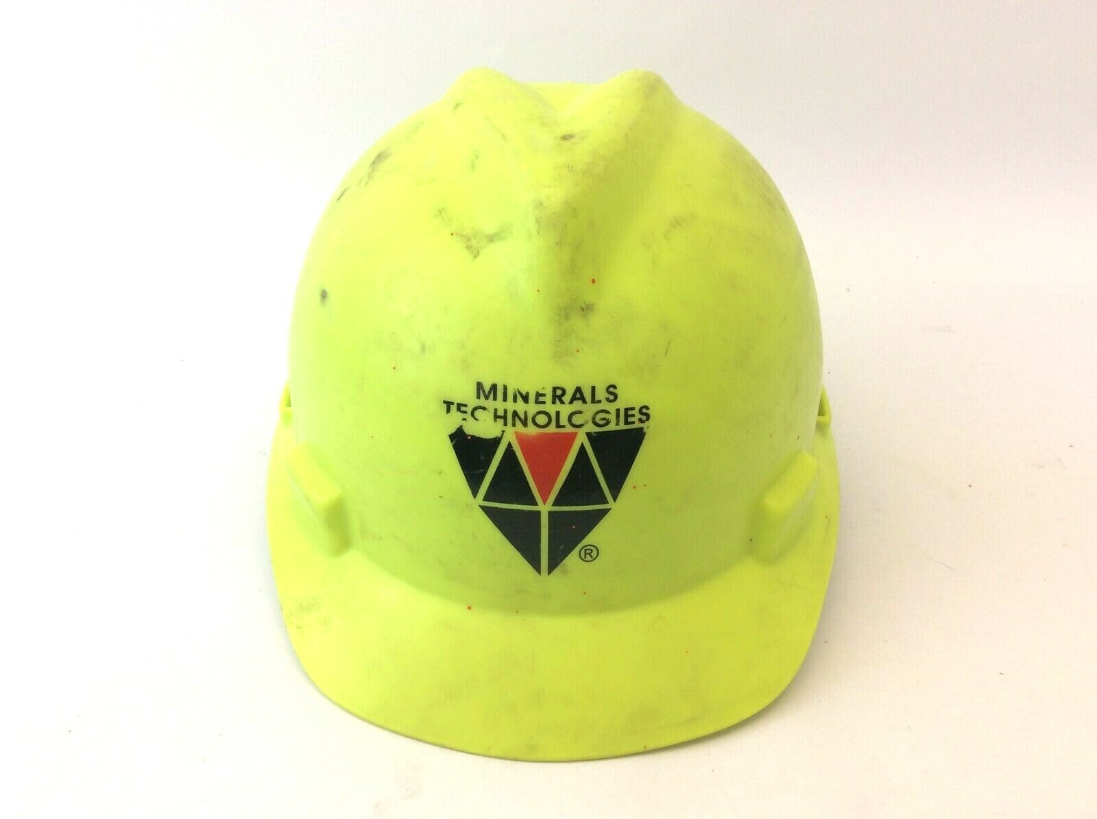 Vintage Used Minerals Technologies Yellow/Green HiViz V-Gard MSA Medium Hardhat