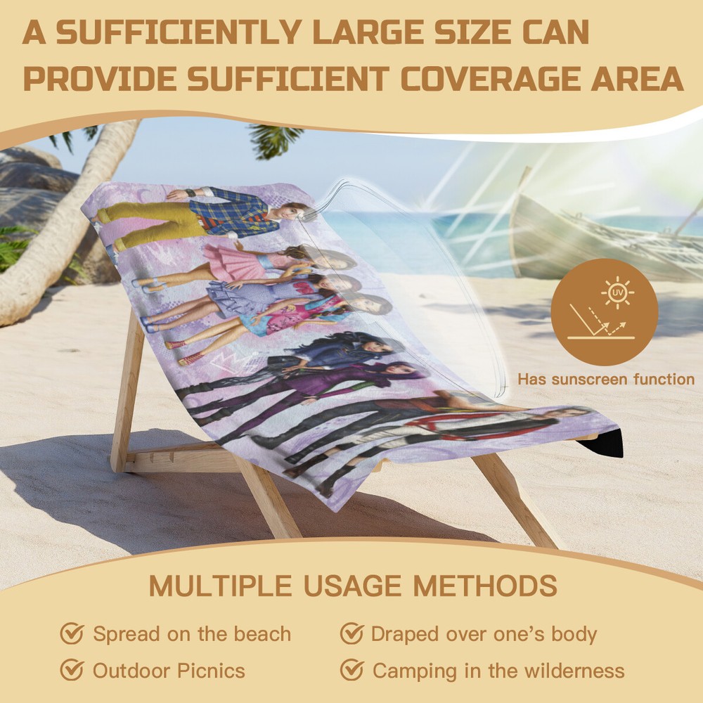 Descendants Beach Towel Quick Drying Microfiber Lightweight 30"x60"