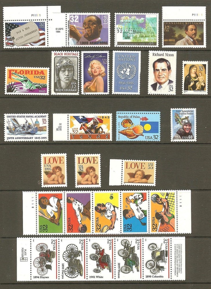 US 1995 Commemorative Year Set with 49 Stamps MNH