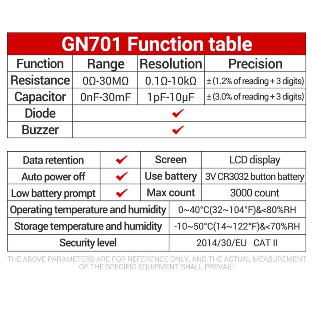 GN701 Digital Intelligent SMD Tester Electrical Multimeter Resistor1490