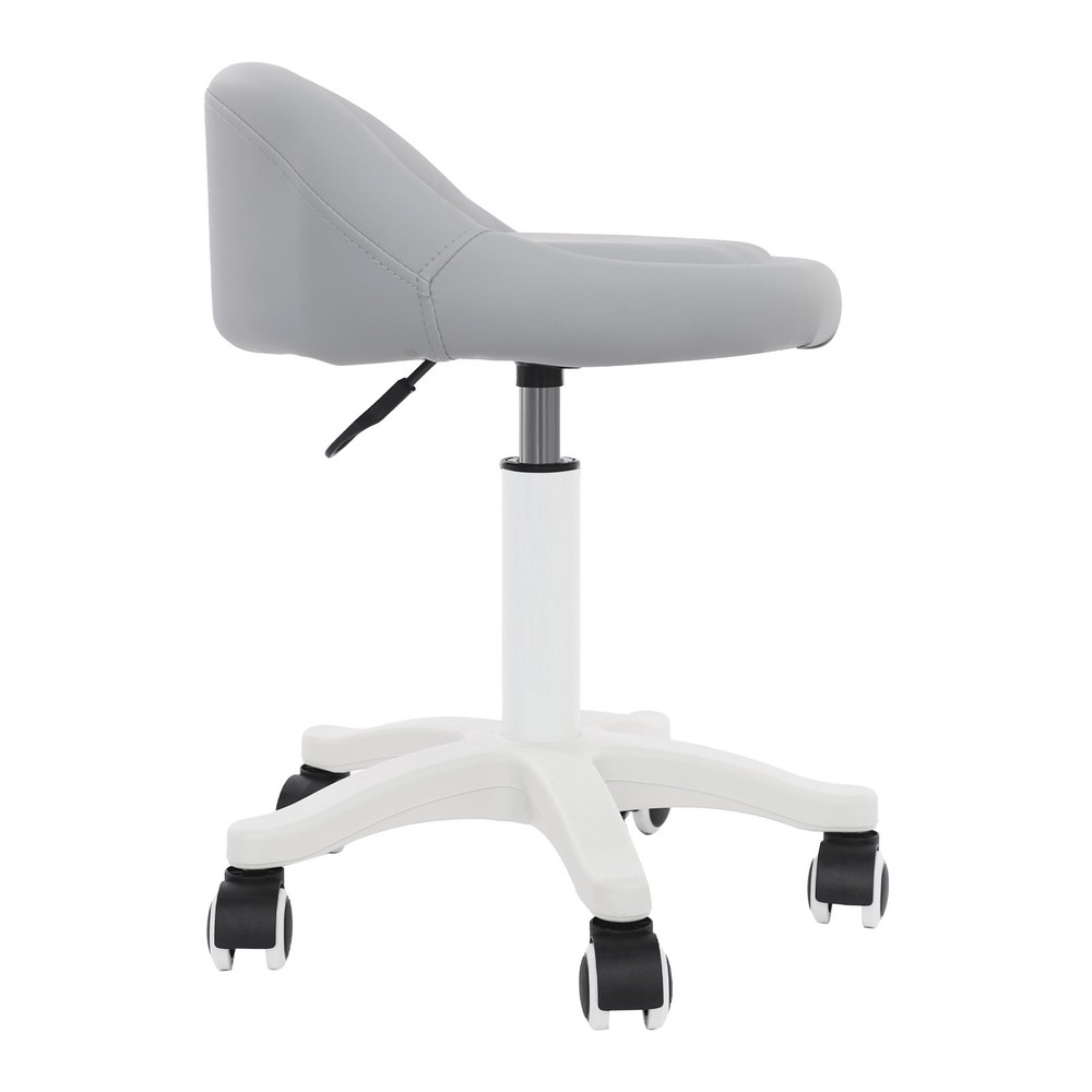 Adjustable Beauty Salon Chair Rolling Stool Rolling Stool with Low Backrest gray