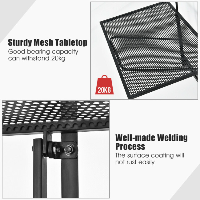 Patiojoy Folding Hanging Table Adjustable Balcony Railing Table Patio Deck Black