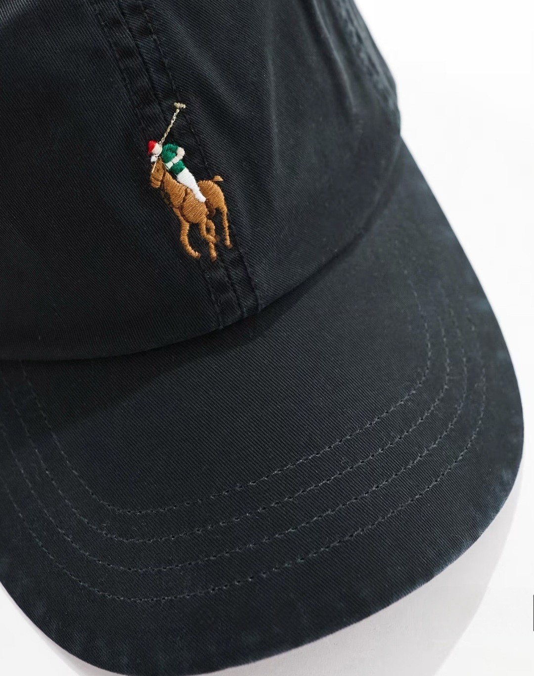 Polo Ralph Lauren Men's OS Cotton Chino Adjustable Baseball Cap Black Brown Pony