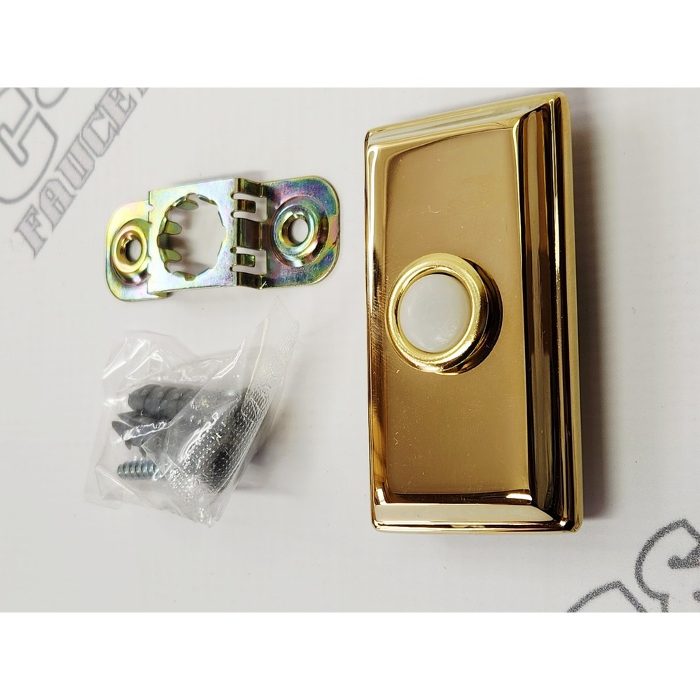 Baldwin 4860.003 Estate Rectangular Doorbell Button - Lifetime Polished Brass