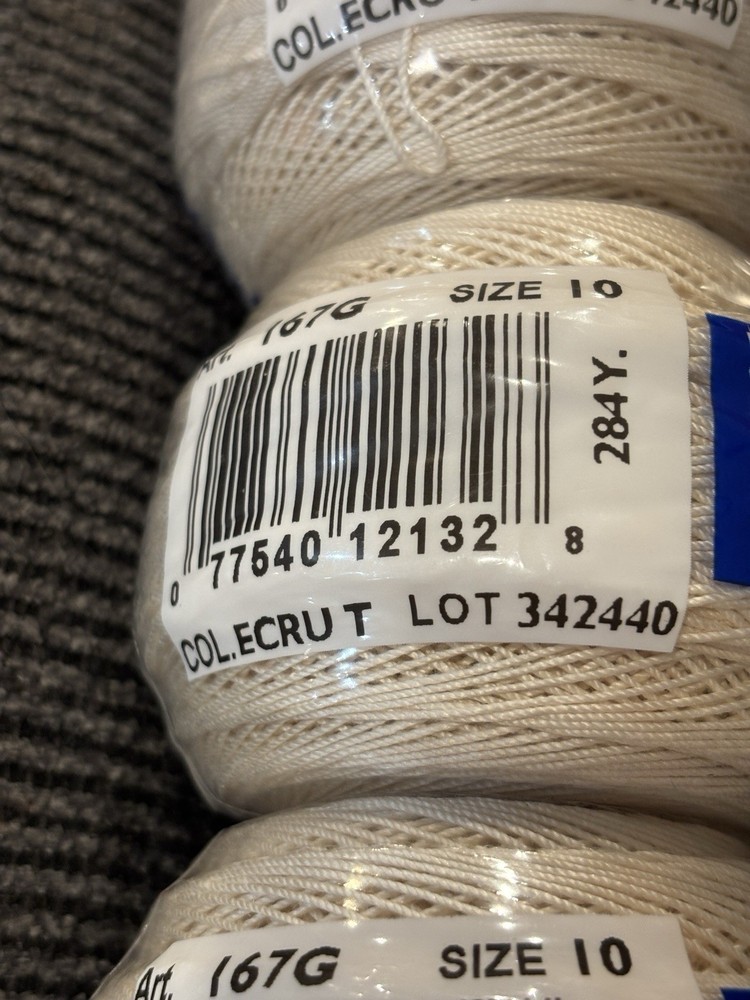 4 DMC Crochet Cotton Thread Size 10, Ecru. All Same Lot#.