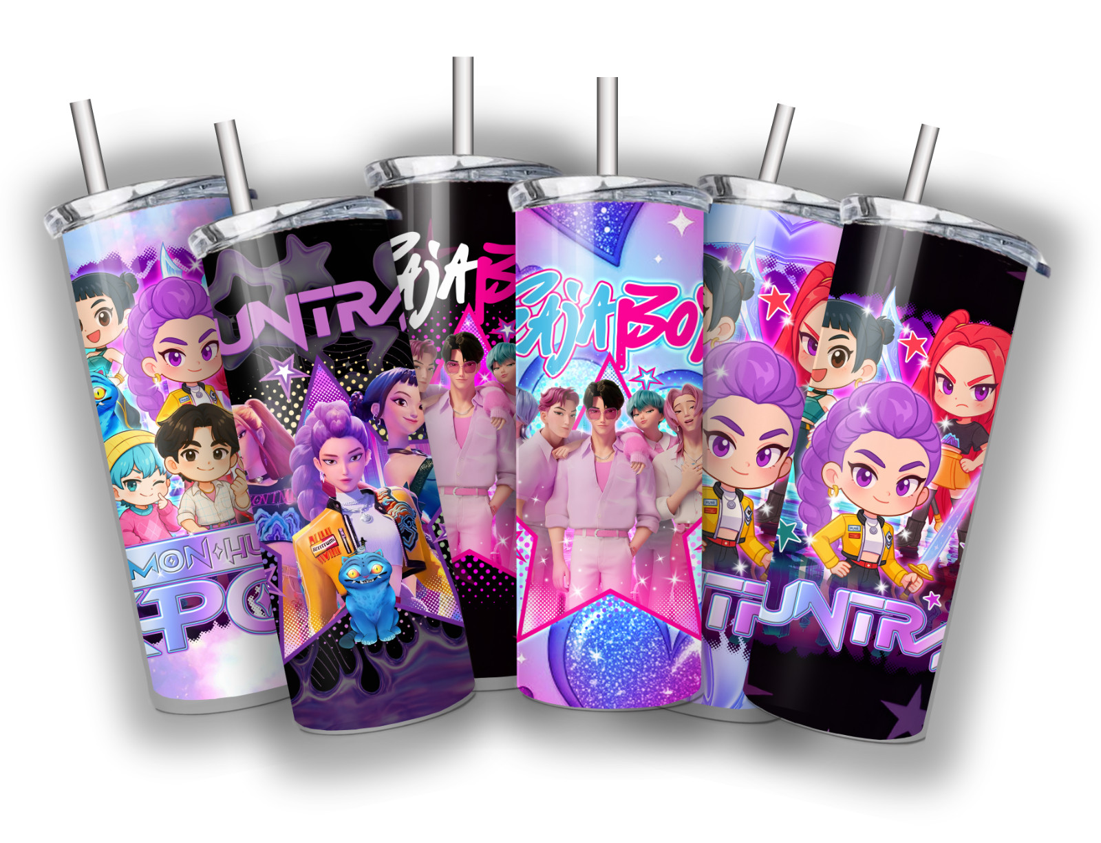 KPOP Demon Hunters Anime 20 O⁸Z STAINLESS STEEL TUMBLER CUP +LID/STRAW