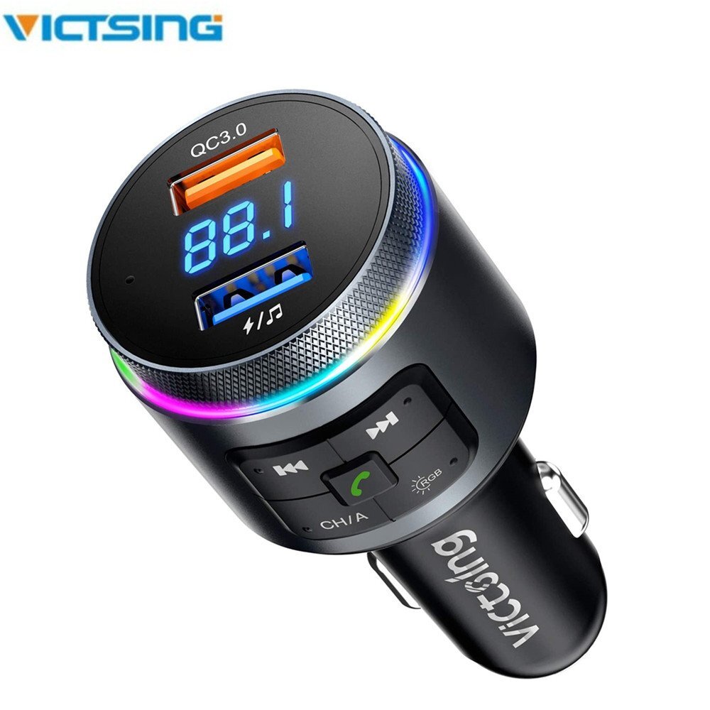Bluetooth 5.0 Car Wireless FM Transmitter Adapter 2USB QC3.0 Charger Hands-Free