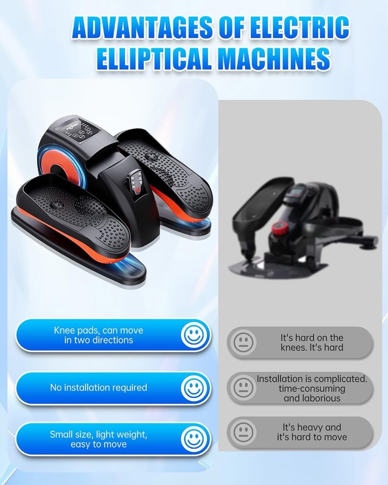 Under Desk Elliptical Machine, Electric Ellipse Exerciser w/12 Adjustable Modes