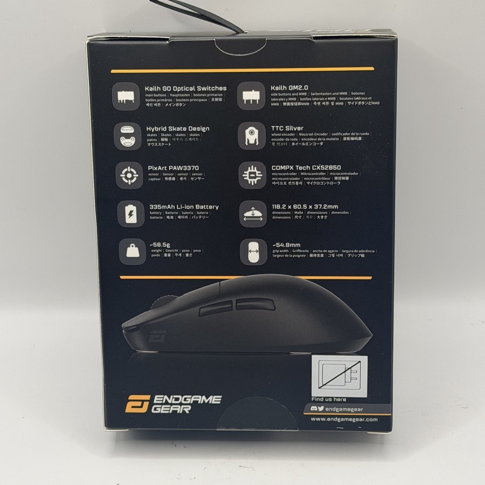 New ENDGAME GEAR OP1we Wireless Gaming Mouse, CompX CX52850 Microcontroller