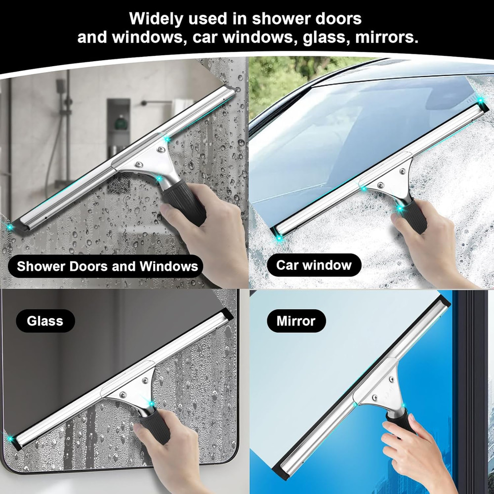 2Pack 14-Inch Multifunctional Rust Proof Window Cleaning Kit. Squeegee for Showe
