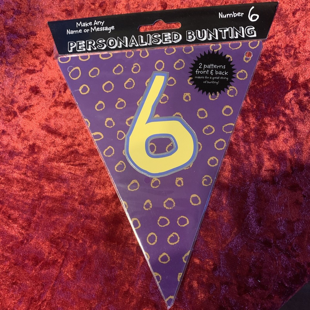 Make Any Message Or Name Personalised Bunting Multicoloured  Number 6
