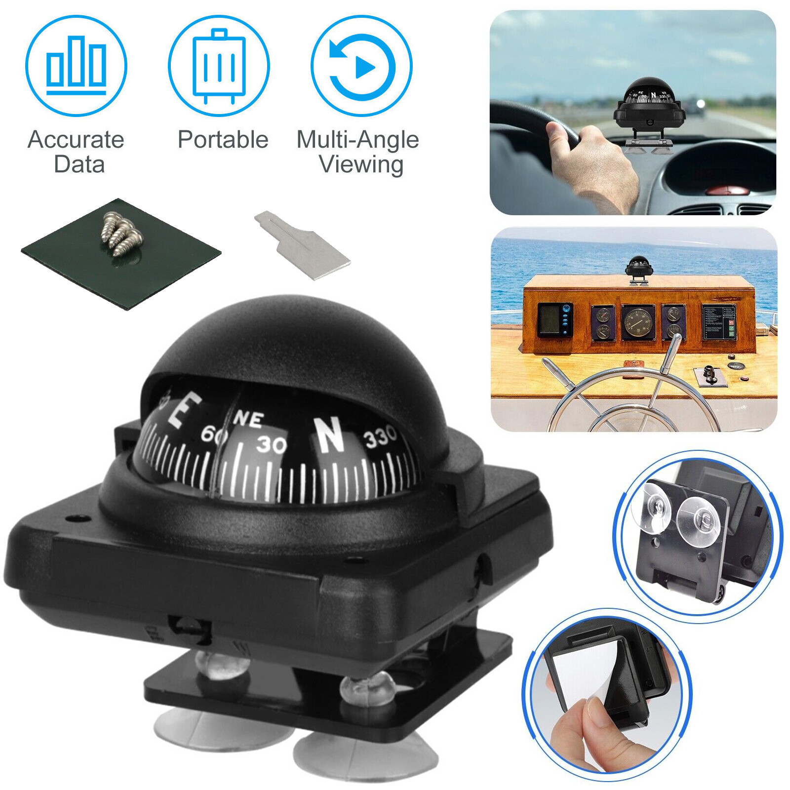 Adjustable Mounted Car Dashboard Navigation Marine Compass Ball for Boat Truck