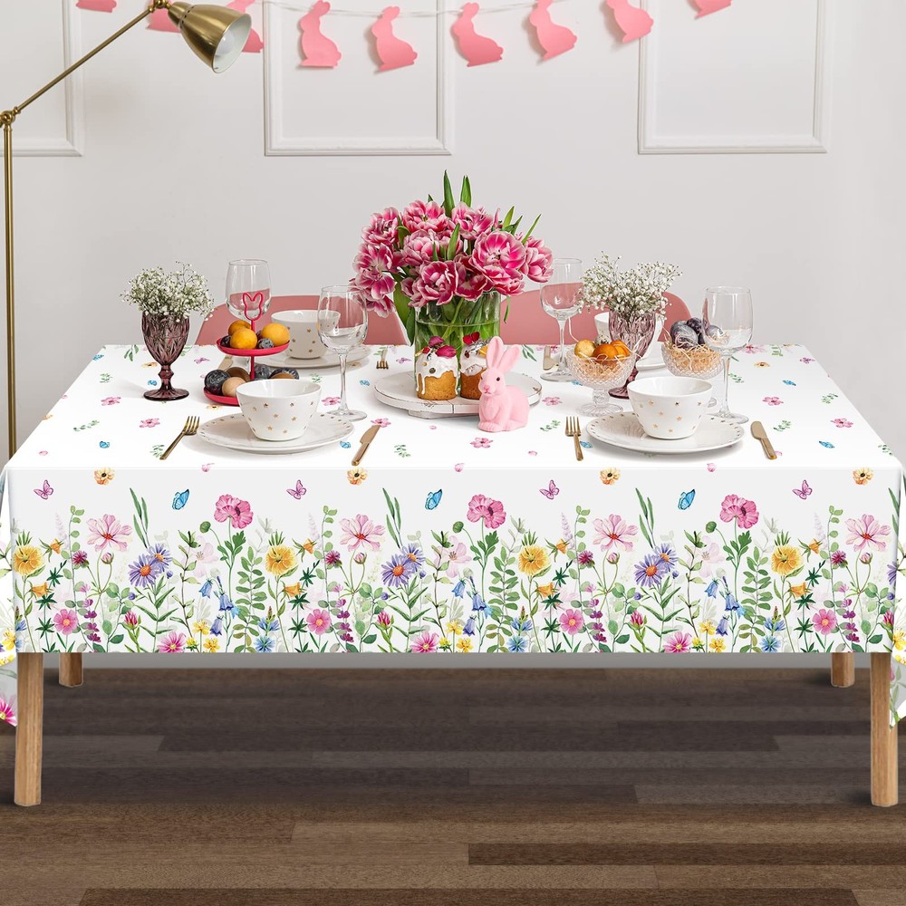 1Pcs Spring Floral Plastic 108" x 54" (Rectangular),
