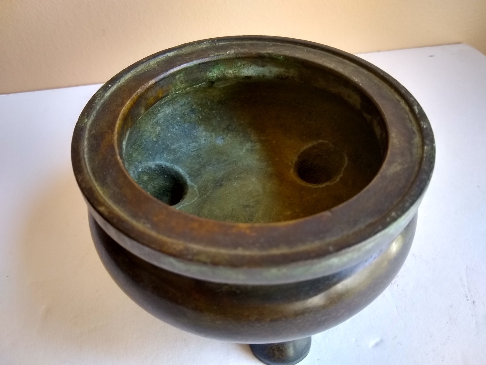 Antique Chinese QING Dynasty Bronze Censer marked ZHENWAN. 17th-18th Century.
