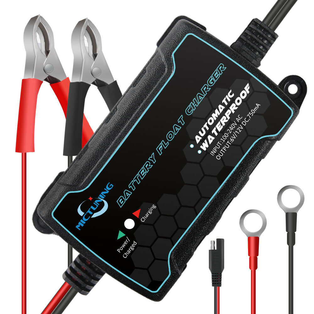 1Set MICTUNING 6V 12V 750mA Automatic Battery Float Charger Maintainer Trickle