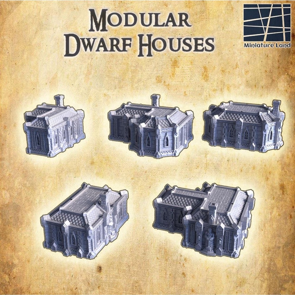 Modular Dwarven Houses Tabletop Terrain 28mm