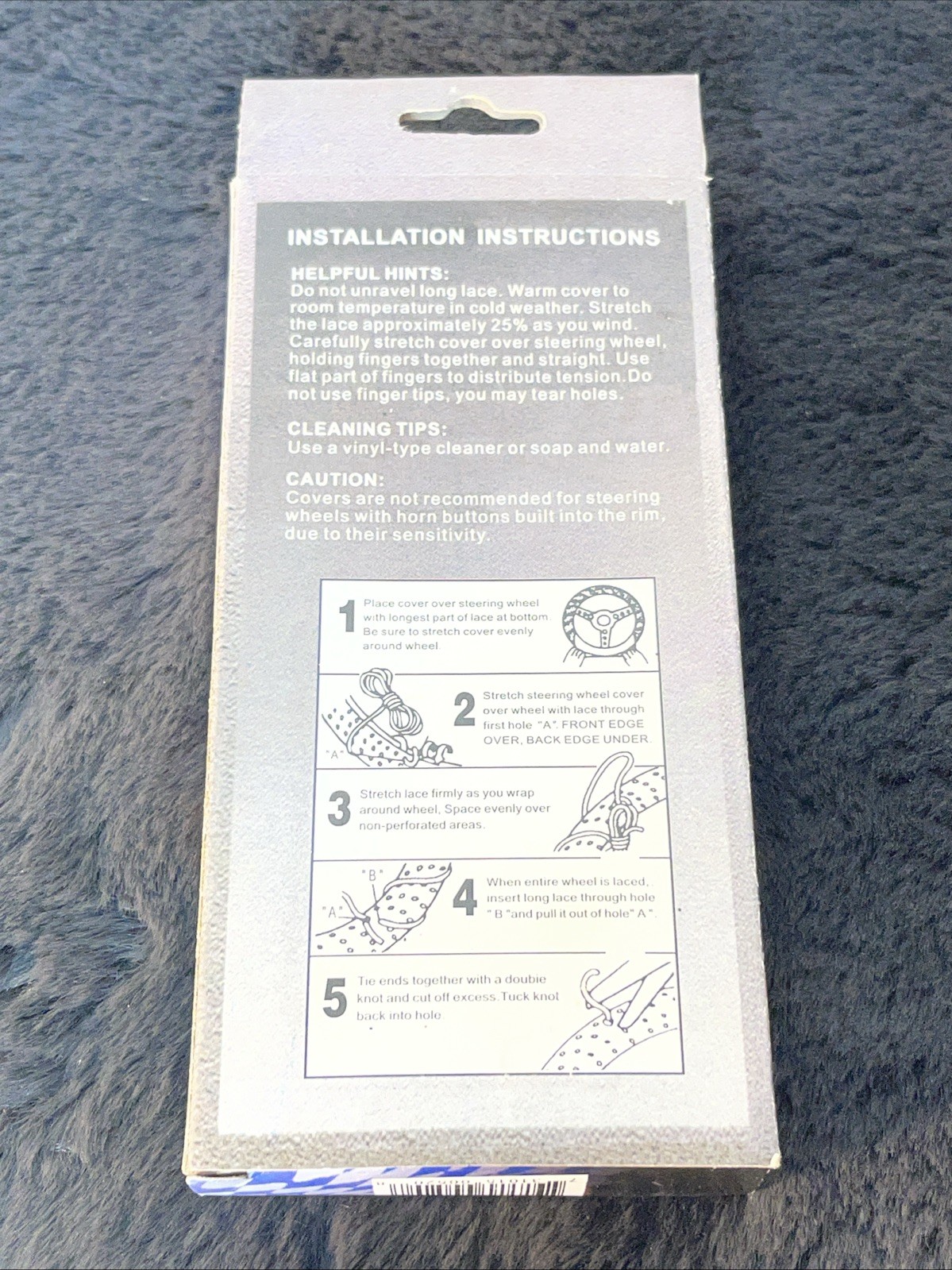 80s Steering Wheel Deluxe Soft Grip Cover Lace Up Gray Vinyl Wrap Leather Look