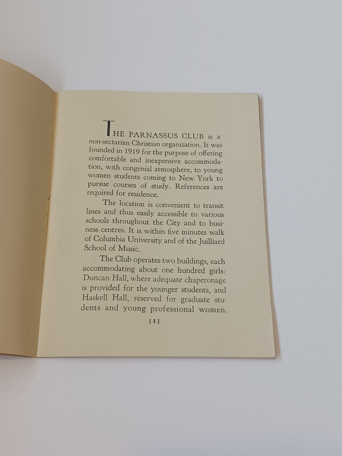 Parnassus Club NYC 1920s Booklet Women's Residence Columbia University Ephemera