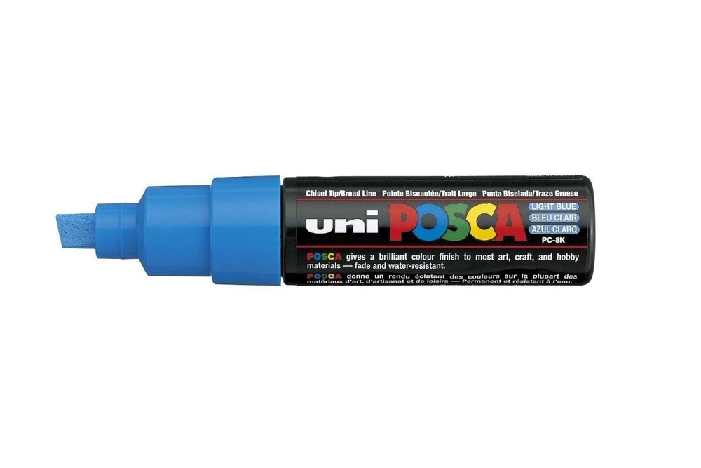 6 PCS Uni Posca PC8K Chisel Tip Marker Pen Light Blue Paint Marker