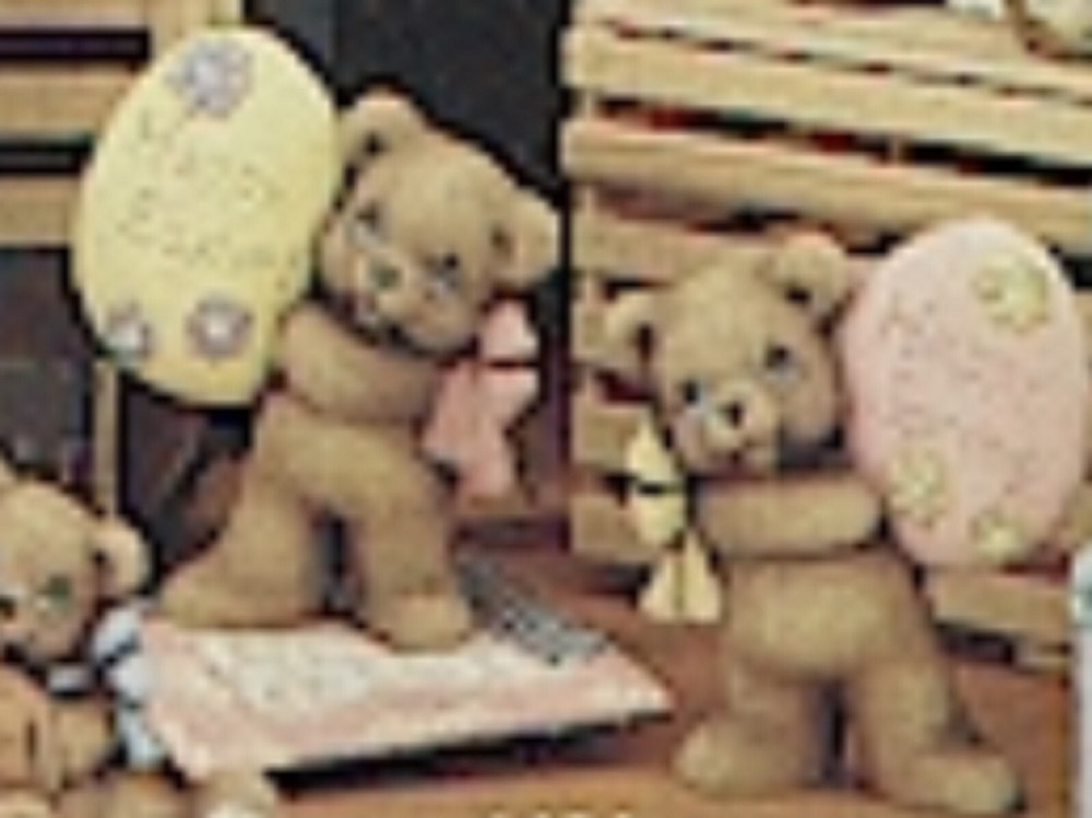 C754 - 2 Ceramic Bisque 4.5" Bears with Easter Eggs - Ready to Paint