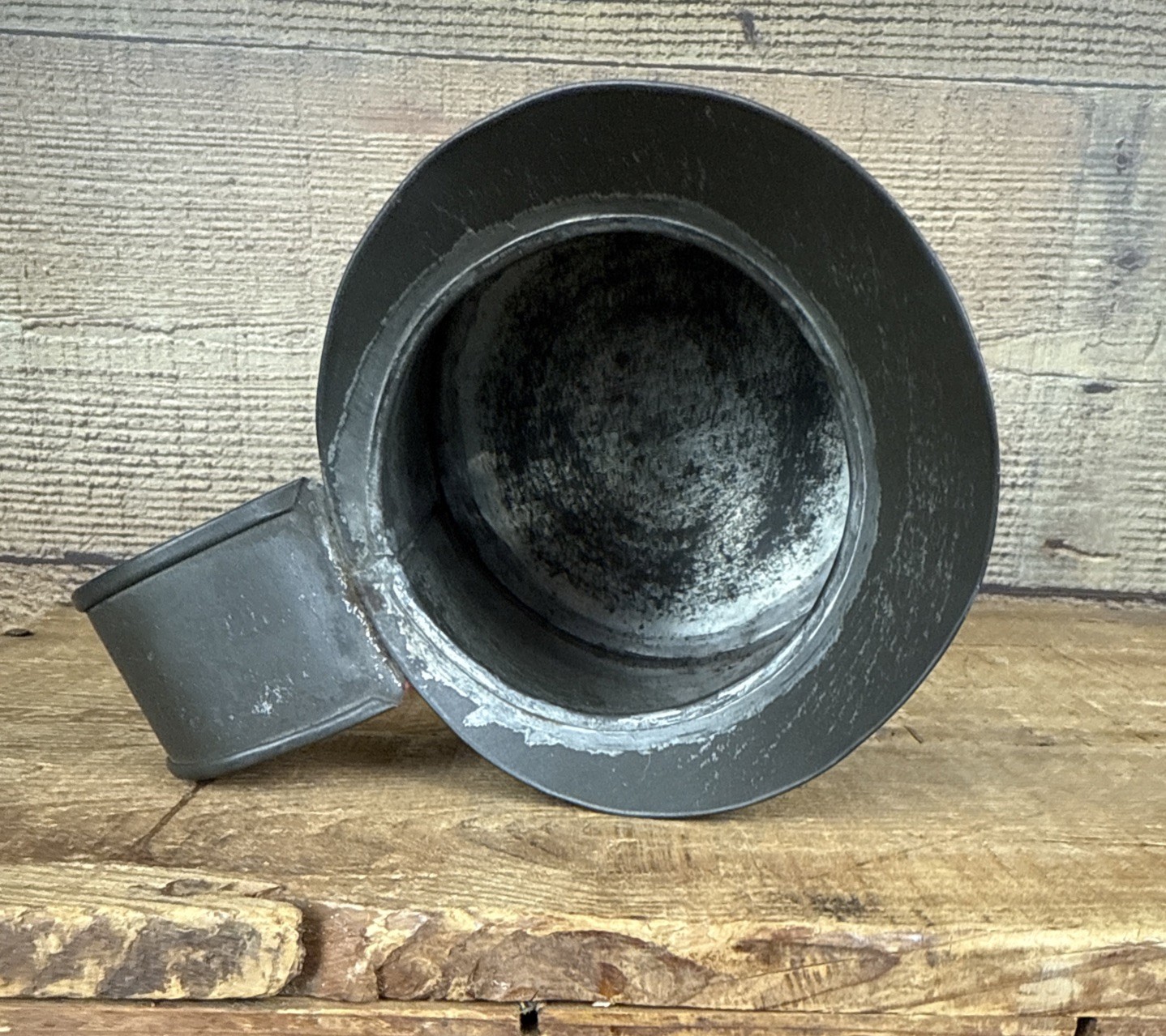 Early Antique Tin Pitcher Tinsmith Made Primitive Pitcher