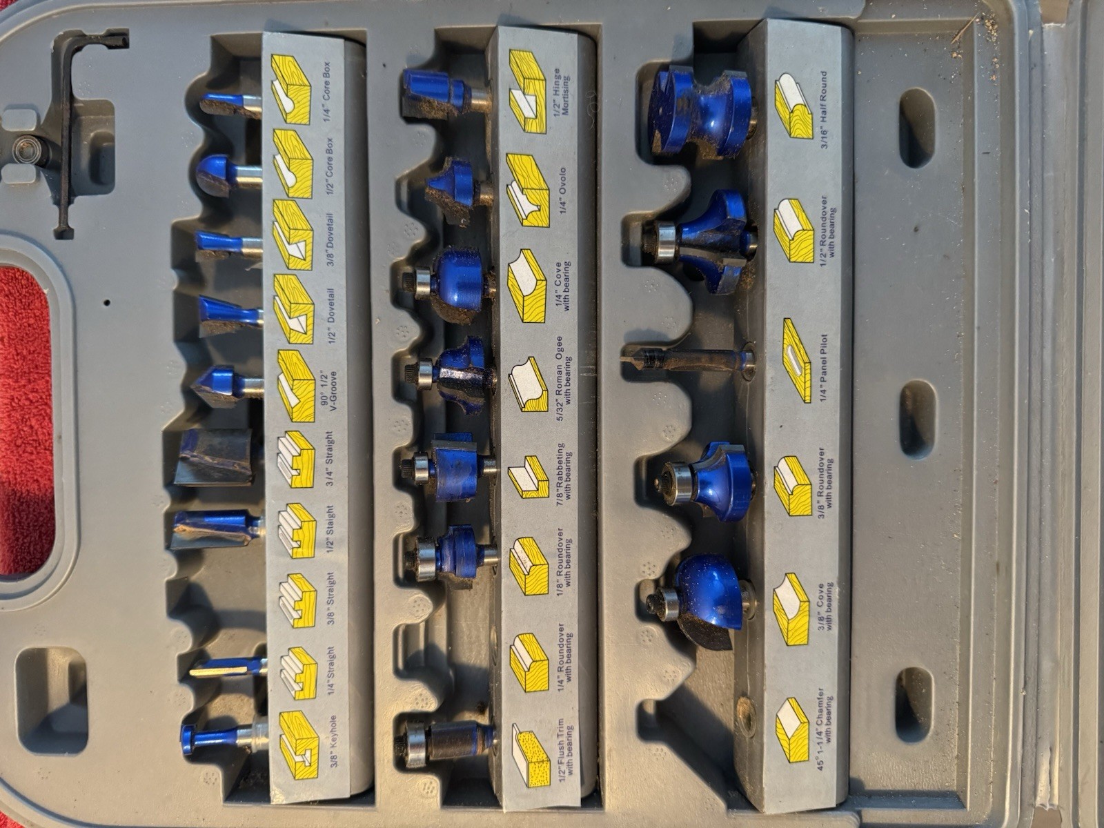 C3 Tungsten Carbide Router Bit Set 24 Pcs, 1/4" Shank.