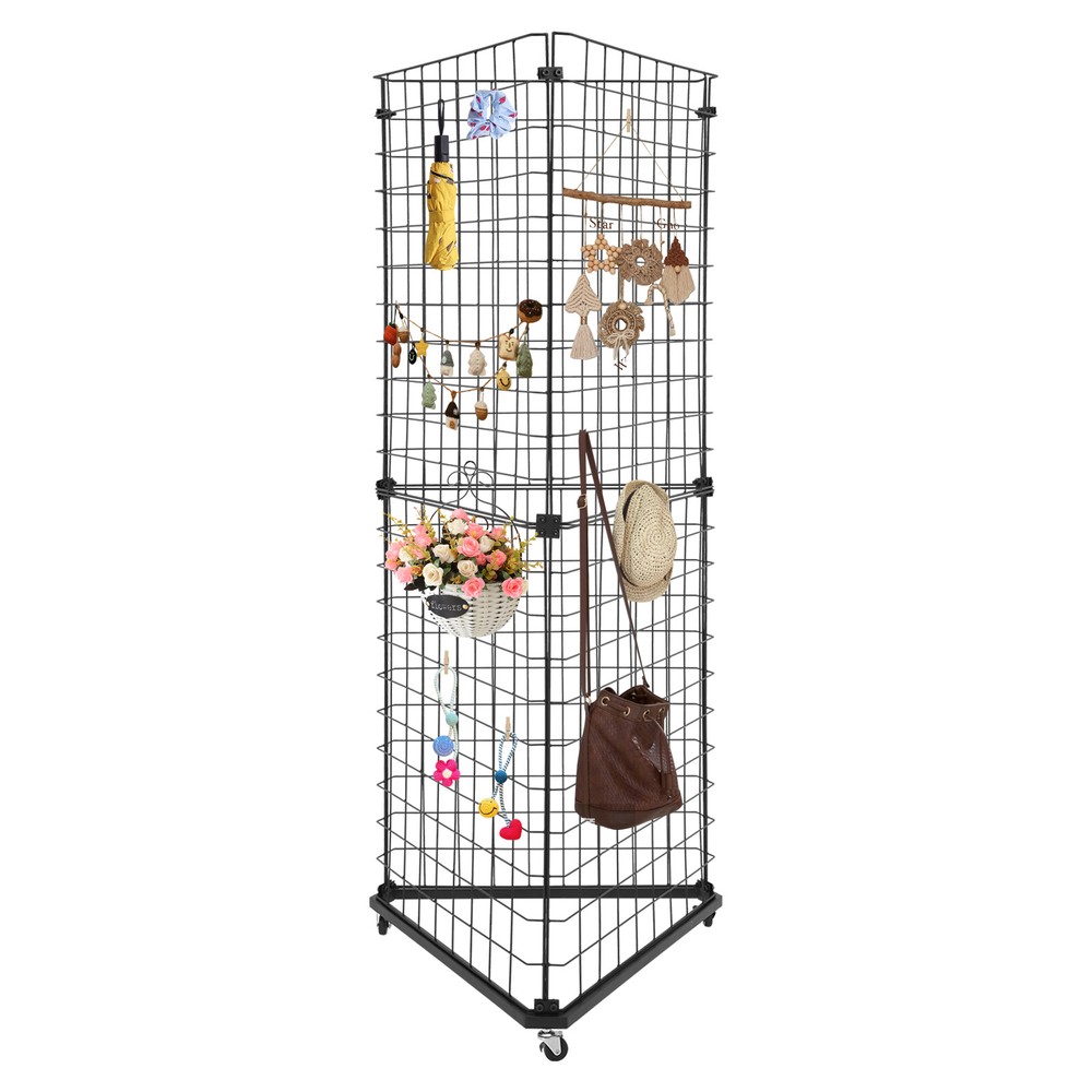 Wire Grid Panel Tower Triangle Display Stand Wire Grid Display Rack Organizer