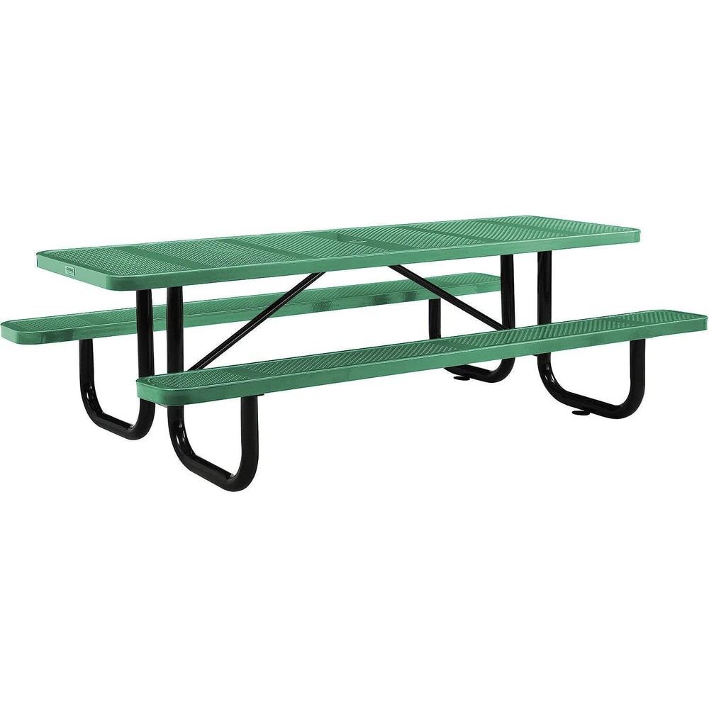8' Rectangular Picnic Table Surface Mount Green (96" Long)