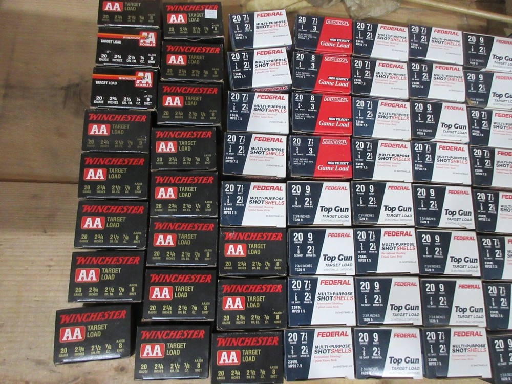 68 Empty 20 Ga Shotshell Boxes for ammo storage. (sh)